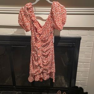 Orange floral mini dress